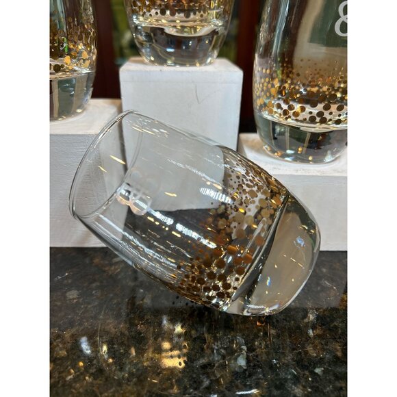 Vintage Baileys Irish Cream Gold Dot Confetti Lowball Glasses. - Picture 5 of 8